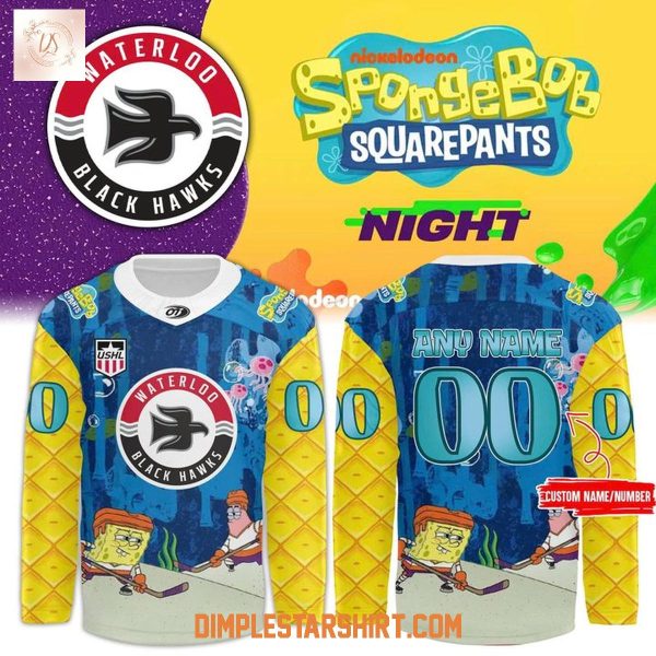 Waterloo Black Hawks SpongeBob SquarePants Night Jersey