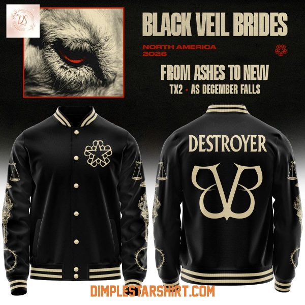 Black Veil Brides From Ashes To New Tour Baseball Jacket