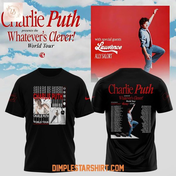 Charlie Puth Whatevers Clever World Tour 2026 Hoodie T Shirt