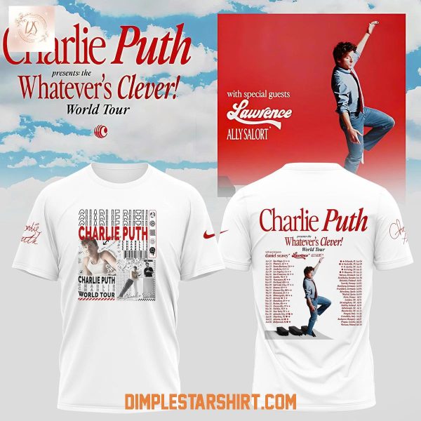 Charlie Puth Whatevers Clever World Tour 2026 Hoodie T Shirt