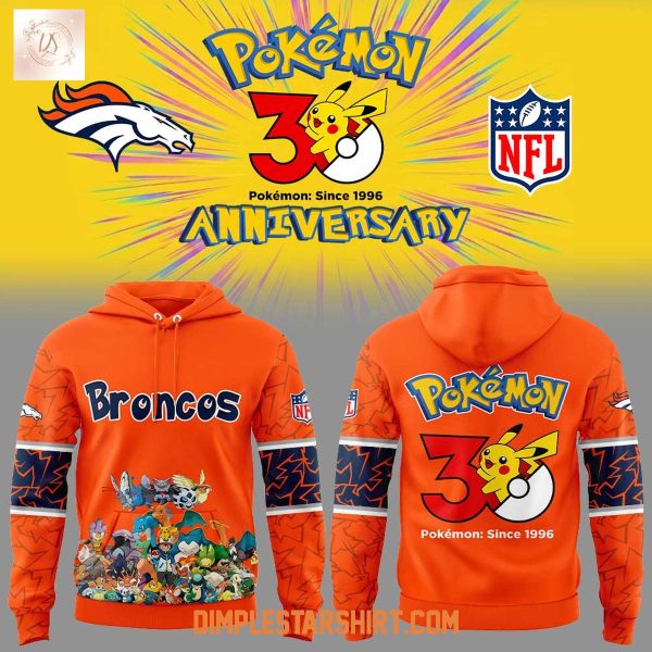 Denver Broncos x Pokemon 30th Anniversary Hoodie T-Shirt