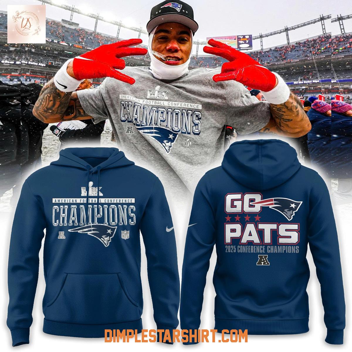 New England Patriots 2025 AFC Champions Go Pats Hoodie T-Shirt New England Patriots 2025 AFC Champions Go Pats Hoodie T-Shirt