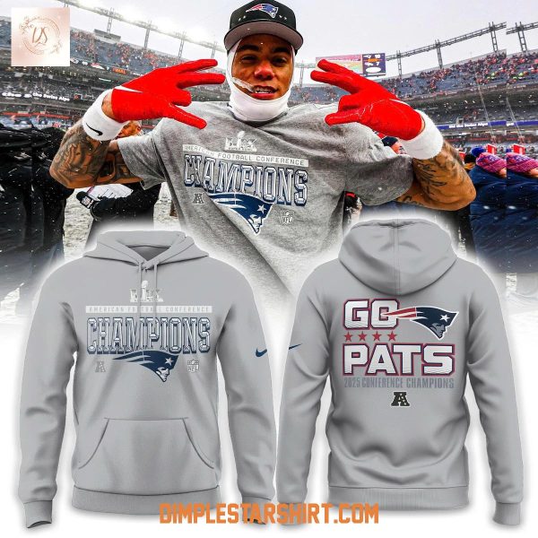 New England Patriots 2025 AFC Champions Go Pats Hoodie T Shirt