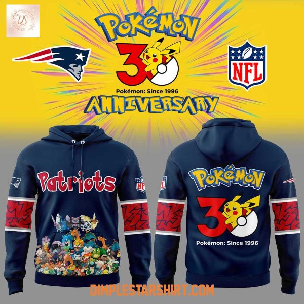 New England Patriots x Pokemon 30th Anniversary Hoodie T Shirt