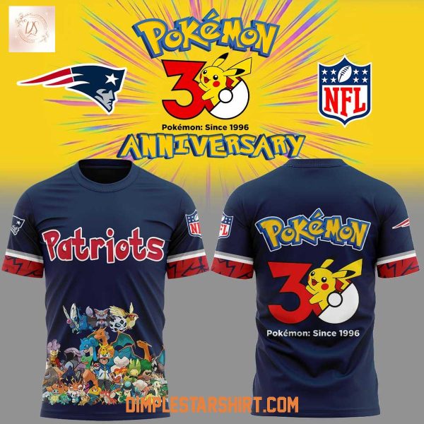 New England Patriots x Pokemon 30th Anniversary Hoodie T Shirt
