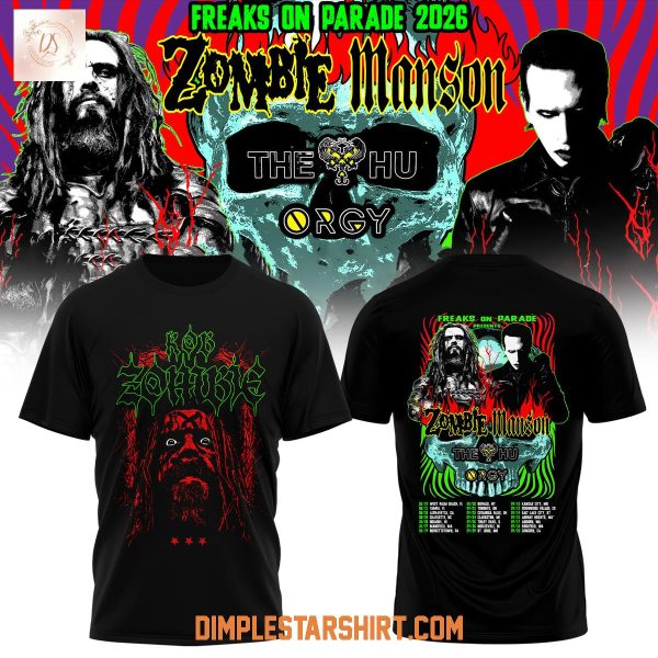Rob Zombie x Marilyn Manson Freaks On Parade 2026 Tour Hoodie Shirt