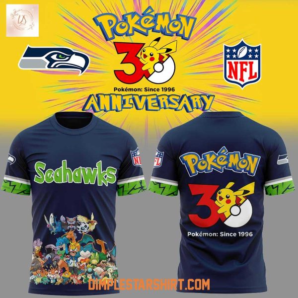 Seattle Seahawks x Pokemon 30th Anniversary Hoodie T Shirt