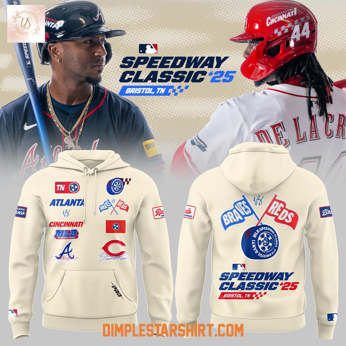 Atlanta Braves vs Cincinnati Reds Speedway Classic 25 Hoodie Atlanta Braves vs Cincinnati Reds Speedway Classic 25 Hoodie