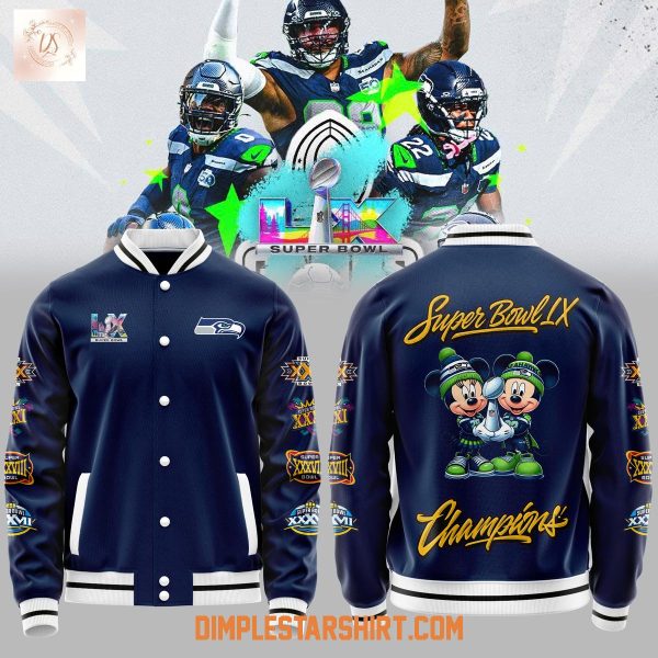 Seattle Seahawks x Mickey Mouse Super Bowl LX Champions Baseball Jacket