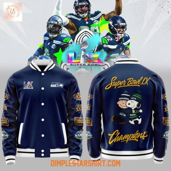 Seattle Seahawks x Snoopy Peanuts Super Bowl LX Champions Baseball Jacket