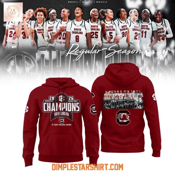 South Carolina Gamecocks 2026 SEC Women’s Basketball Regular Season Champions Hoodie T-Shirt
