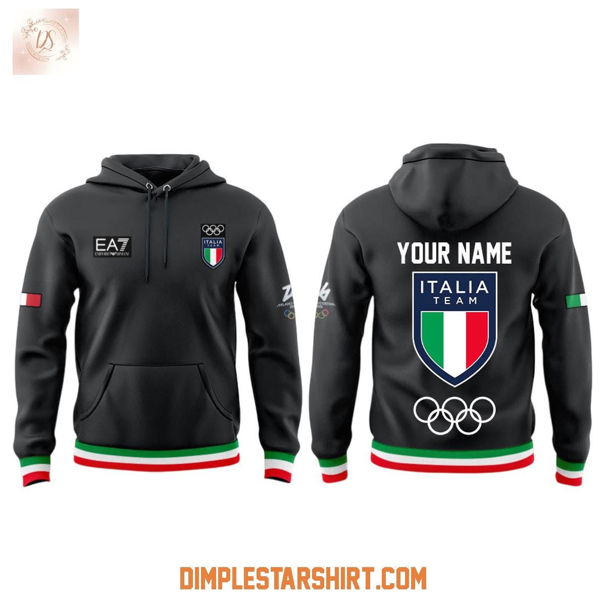 Team Italy 2026 Milano Cortina Hoodie T-Shirt Team Italy 2026 Milano Cortina Hoodie T-Shirt