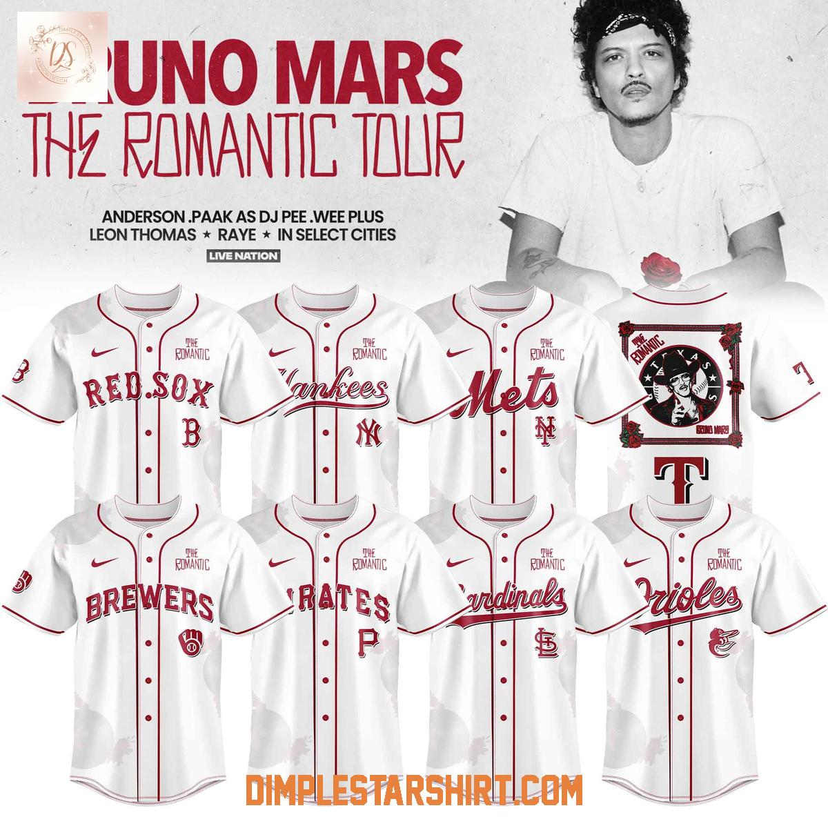 All Team MLB x Bruno Mars The Romantic Tour 2026 White Jersey All Team MLB x Bruno Mars The Romantic Tour 2026 White Jersey