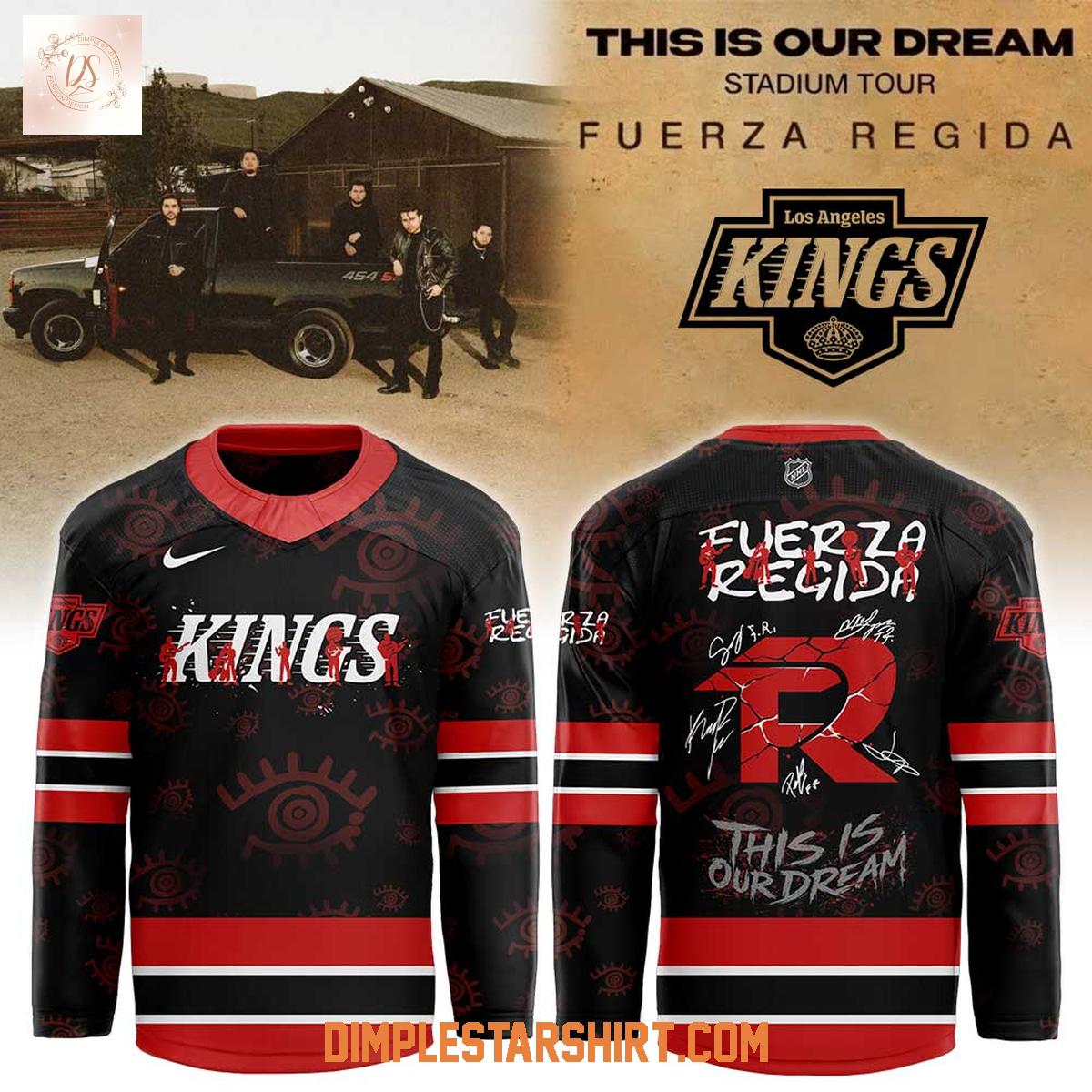 Los Angeles Kings x Fuerza Regida This Is Our Dream Stadium Tour 2026 Hockey Jersey Los Angeles Kings x Fuerza Regida This Is Our Dream Stadium Tour 2026 Hockey Jersey