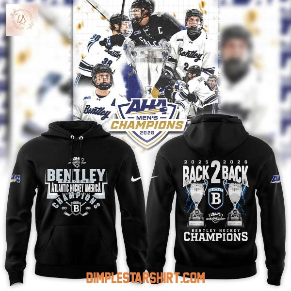 Bentley Hockey Back 2 Back Atlantic Hockey America Champions Hoodie T-Shirt