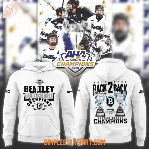 Bentley Hockey Back 2 Back Atlantic Hockey America Champions Hoodie T Shirt