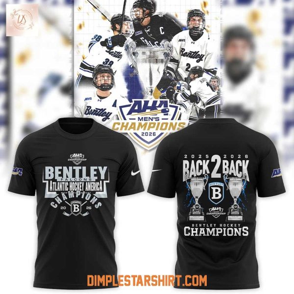 Bentley Hockey Back 2 Back Atlantic Hockey America Champions Hoodie T Shirt