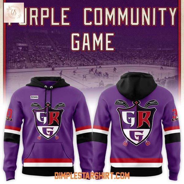 Grand Rapids Griffins Purple Community Game Hoodie T-Shirt
