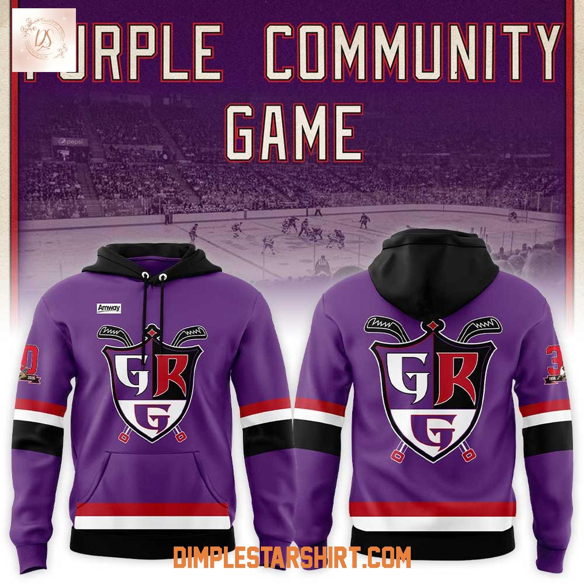 Grand Rapids Griffins Purple Community Game Hoodie T-Shirt Grand Rapids Griffins Purple Community Game Hoodie T-Shirt