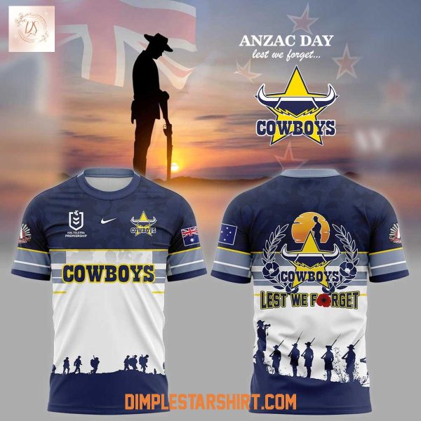 North Queensland Cowboys Anzac Day Lest We Forget 2026 Hoodie T Shirt