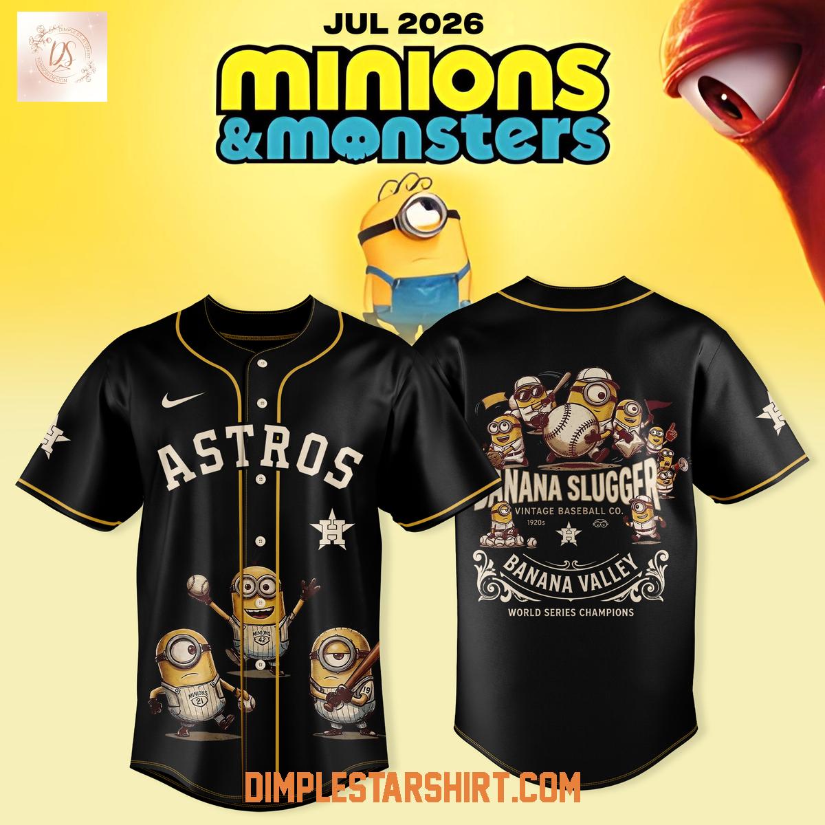Houston Astros Minions & Monsters 2026 Vintage 1920s Jersey Houston Astros Minions & Monsters 2026 Vintage 1920s Jersey