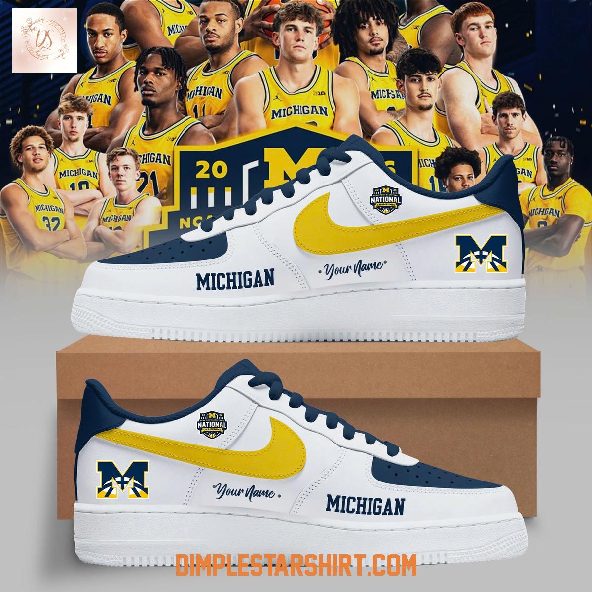 Michigan Wolverines Basketball National Champions 2026 Air Force 1 Shoes Michigan Wolverines Basketball National Champions 2026 Air Force 1 Shoes