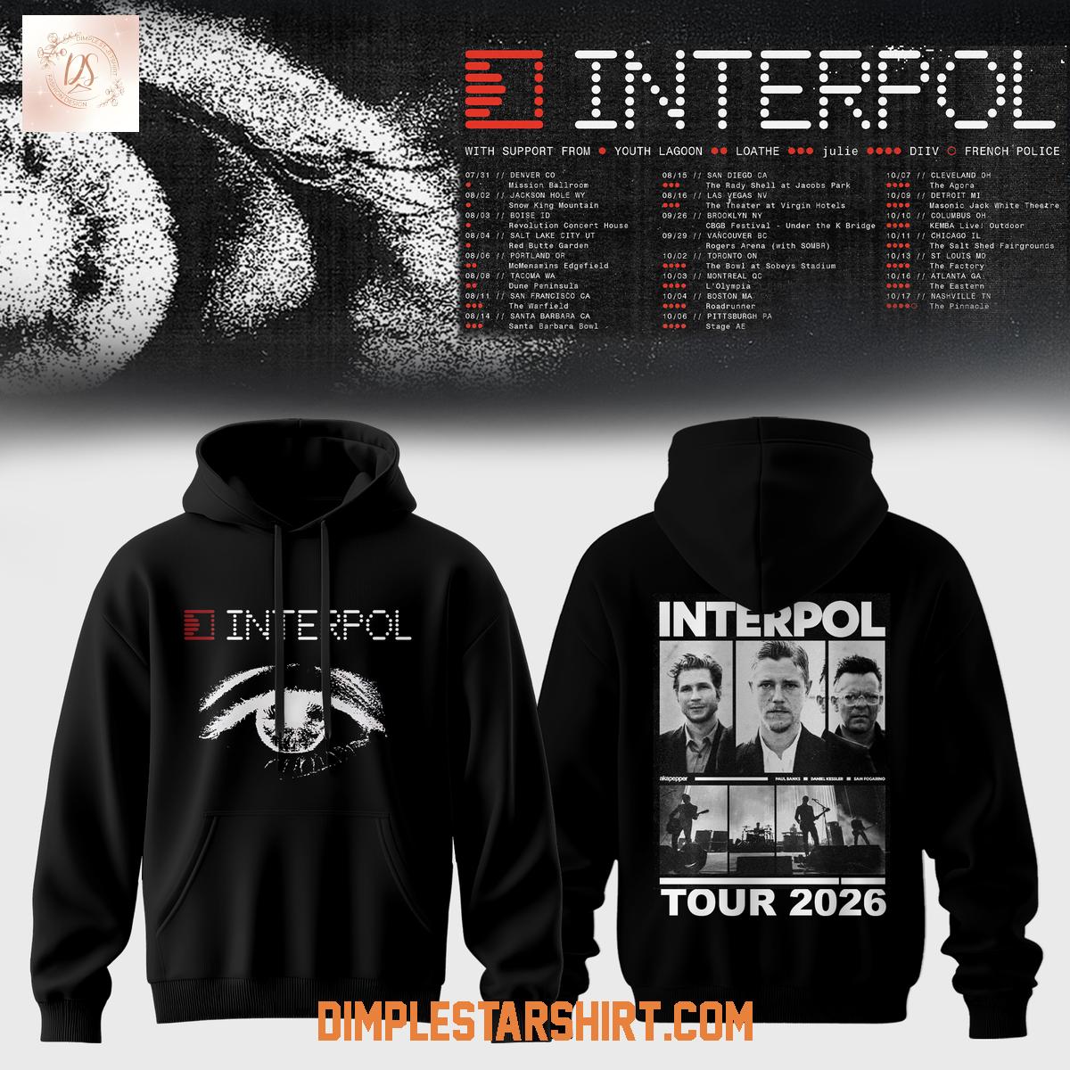 Interpol North America Tour 2026 Hoodie T-Shirt Interpol North America Tour 2026 Hoodie T-Shirt